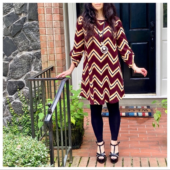 CHEVRON PRINT TUNIC DRESS - Picture 6 of 15